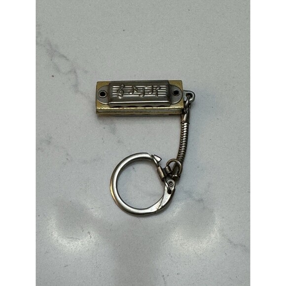 VTG Mini Harmonica Keychain - 1.5" Metal Musical Instrument Trinket Hobby GUC - Picture 2 of 5